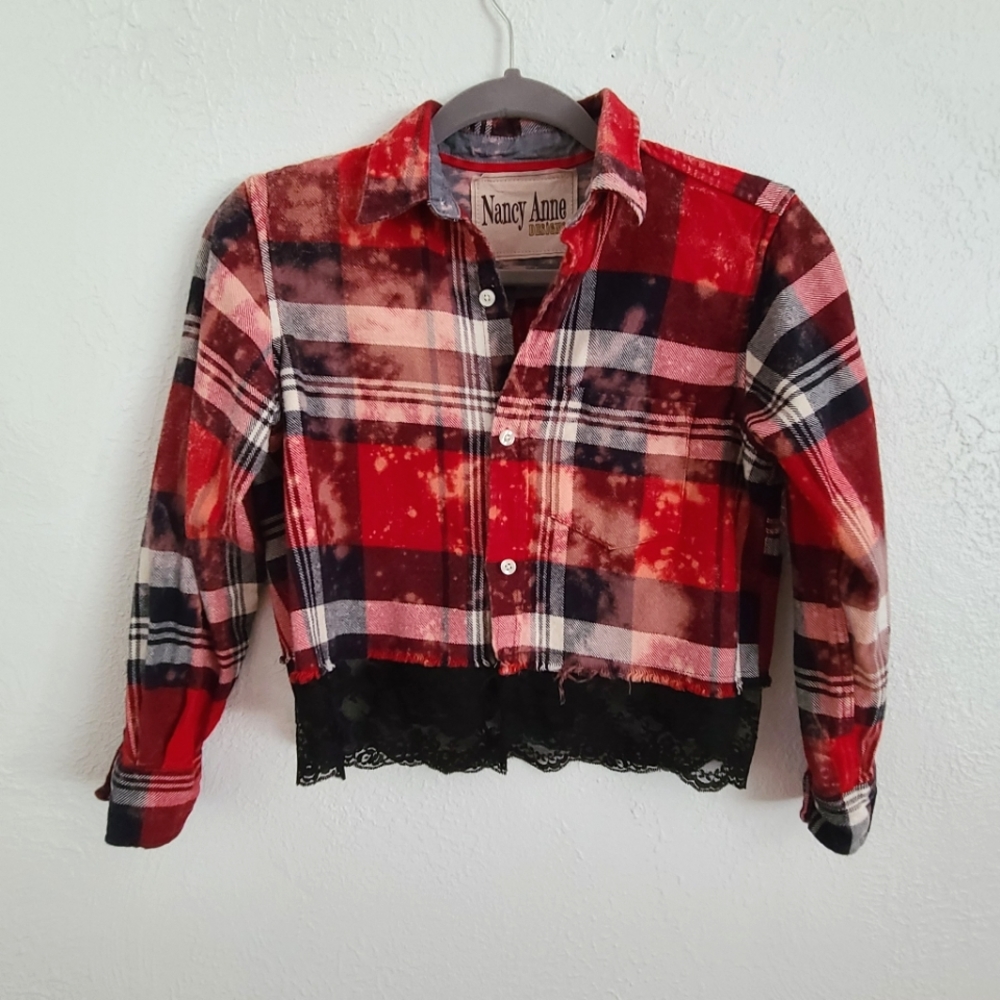 Distressed Cropped Flannel